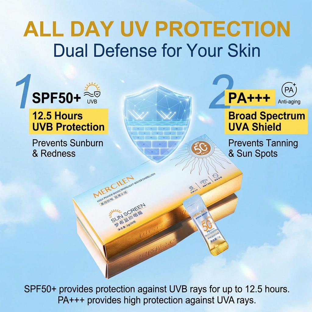 30Pcs/Box SPF50+PA++++ High Protection Sunscreen, Single Pack Sunscreen Lotion, Waterproof And Sweat
