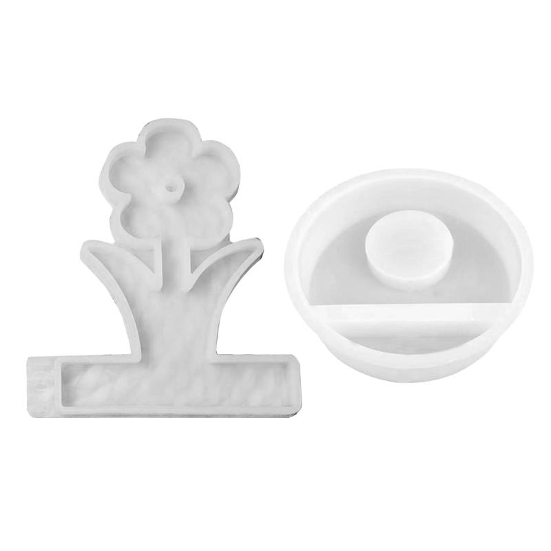 Flower Candle Holder Molds, Flower Candle Stand Molds with Tealight Base Mould for DIY Candle Holder Easter Decorations