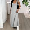 Women Cami Top Dress Two Piece Set Summer Solid Color Wide Strap Long Dress Camisole Casual Ankle Length Sleeveless Midi Dress