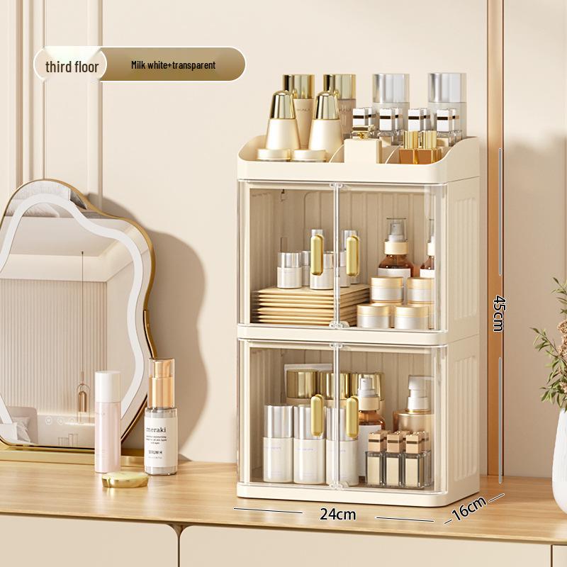 

Роскошный органайзер для ухода за кожей и губной помады: Многослойный пыленепроницаемый настольный ящик для хранения для туалетных столиков