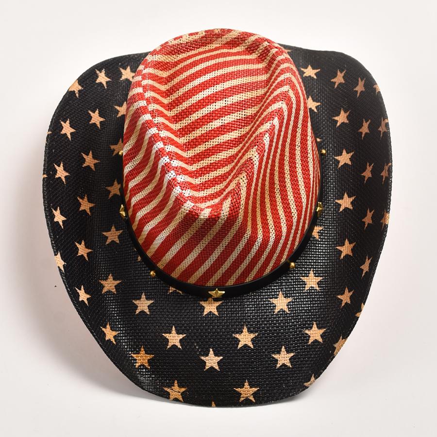New Vintage Panama Paper Grass Hat for Men's and Women's Fashion Printing Western Cowboy Hat Outdoor Travel Beach Sun Hat