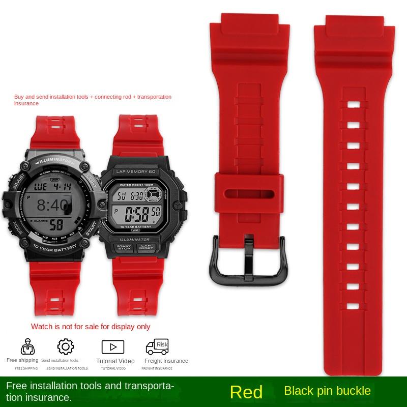 

18mm resin watchband for Casio WS-1400H/1300/1500 W-737H AE1500 series waterproof silicone watch strap Rubber Belt 18mm width