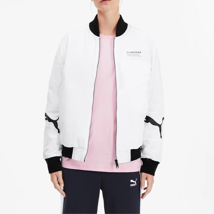 Puma X Tyakasha Logo Print Color Block Sports Baseball Cotton Jacket Men Jacket White 595563-02
