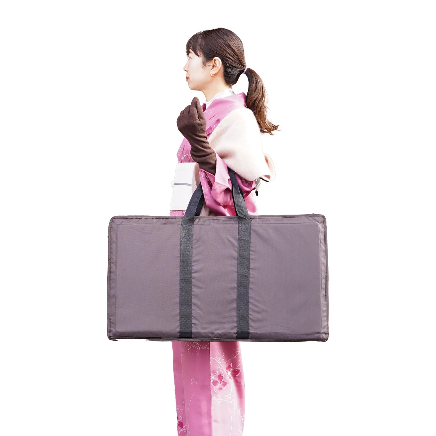 

[Amemari] Garment Bag, Portable Bag, Handbag Style, Horizontal, Easy Storage for Kimono, Japanese Clothing, Costume, Kimono Bag, Large Capacity, Wide