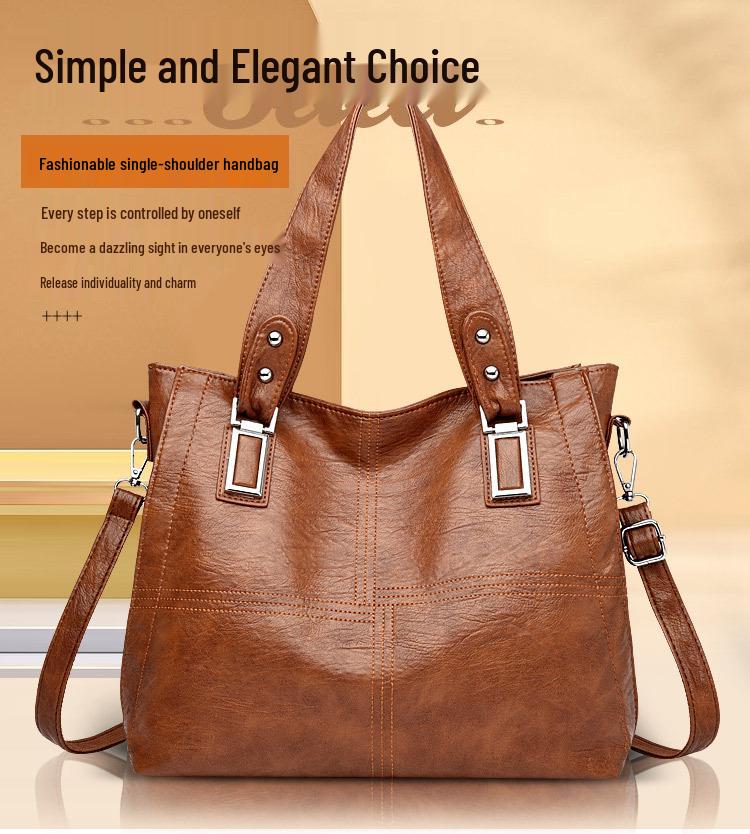 Cross-border Women's Handbag 2025 - Large Capacity Soft Leather Tote and Crossbody Bag