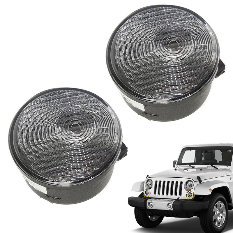 2pcs Side Marker Light Amber Side Marker Light with Clear Lens 68200290AA 68200291AA for Jeep Wrangler JK 2007-2018