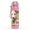 1PC Two Cute Puppy Dogs Snuggling Print 750ml Color Plastic Sports Water Bottle Leakproof Flip Straw Lid Suitable for Sports Office Home Use