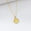 Virgin Mary St. Jude Prayer Shining Rhinestone Pendant Necklaces Gold color Women/Men Religious Neck Jewelry for Daily Wear
