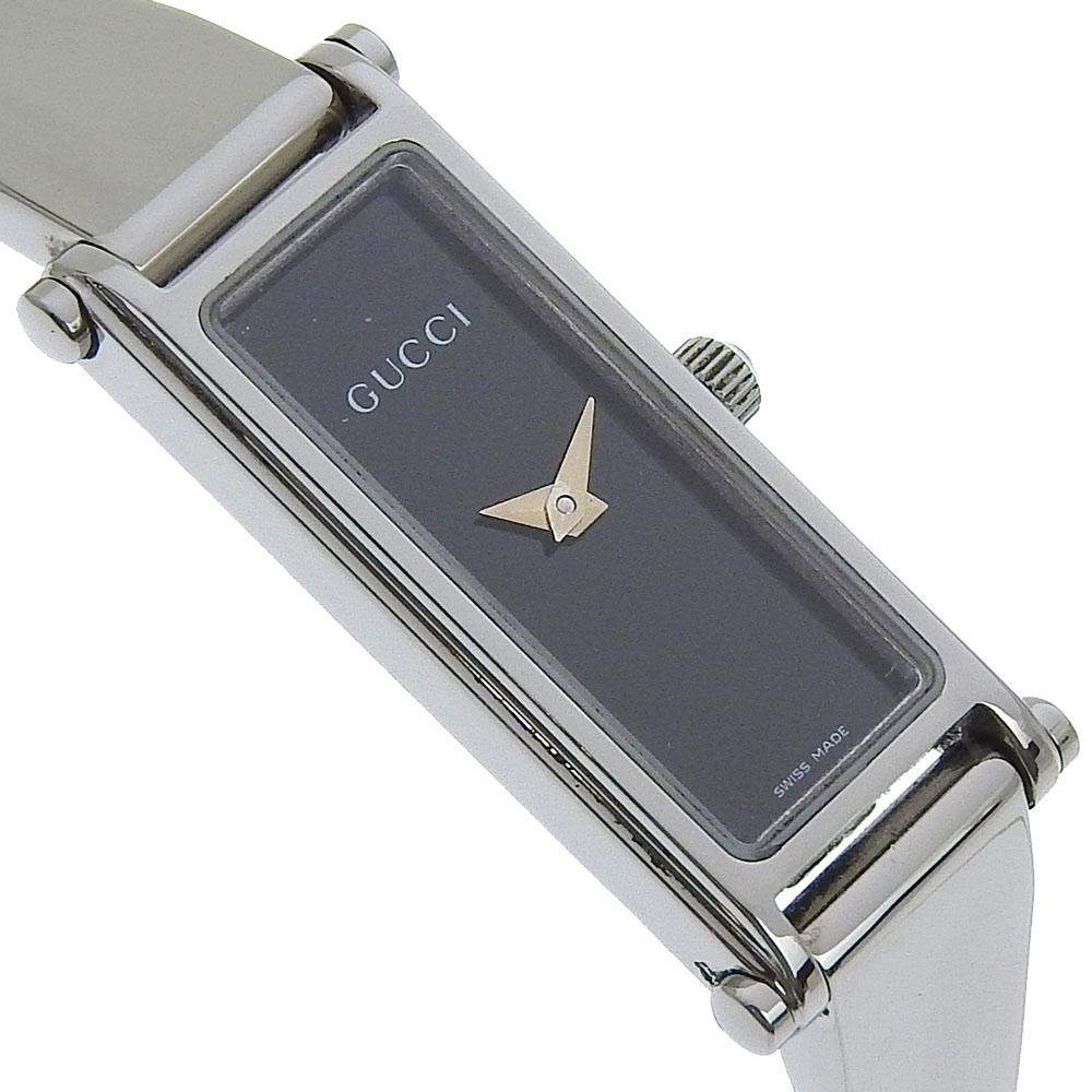 Gucci Uhren 1500L schwarzes Zifferblatt Edelstahl Quarz Analoganzeige Damen Gebraucht