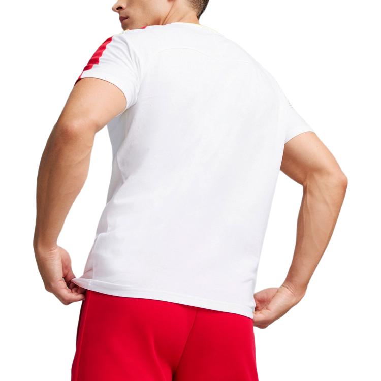 Puma X Ferrari MT7 Race Series Logo Color Block Bequemes Weiches Kurzarm-T-Shirt Herren Oberteile Weiß 623811-04