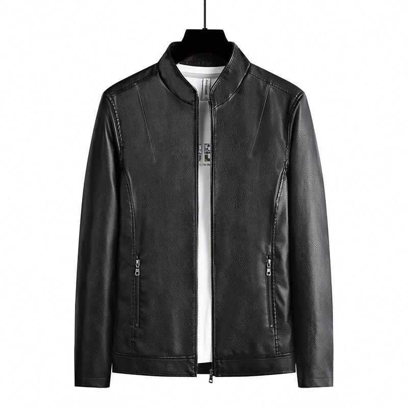 

Мужская куртка весна-осень 2023 года из модной кожи с воротником-стойкой и бархатом для молодежи L