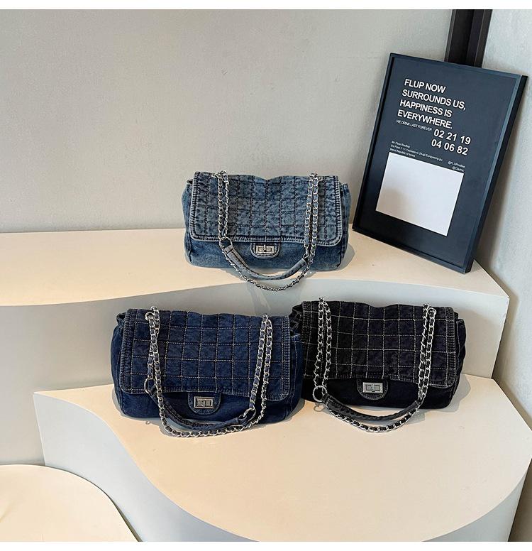 Damen Denim-Tragetasche Mode 2025: Vielseitige Ketten-Schultertasche mit großem Fassungsvermögen