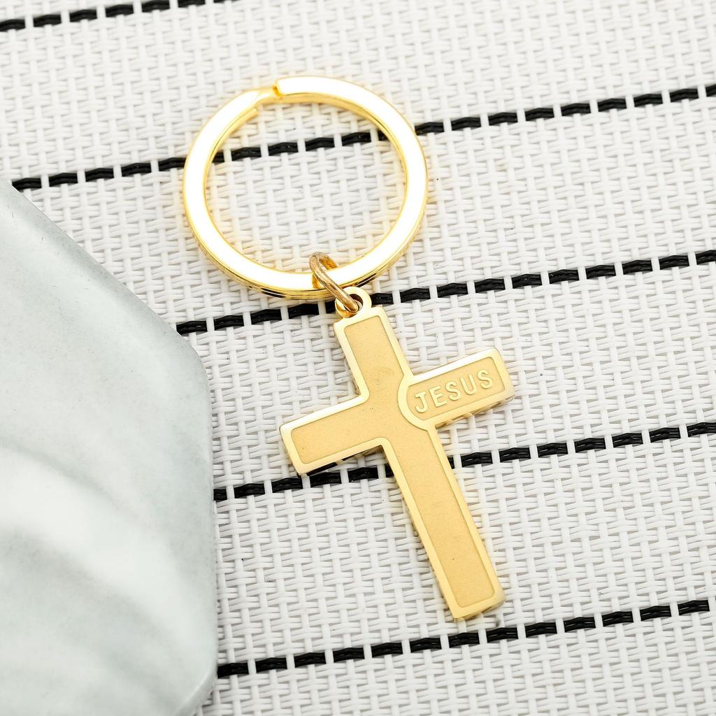 Portachiavi Minimalista a Forma di Croce in Acciaio Inossidabile Design Semplice e alla Moda Robusto Portachiavi per Auto Pendente Pratico per l'Uso Quotidiano