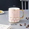 British Style Matching Ceramic Mug Set with Lids - High-End Coffee and Water Cups