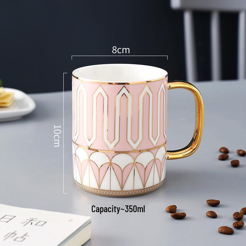British Style Matching Ceramic Mug Set with Lids - High-End Coffee and Water Cups