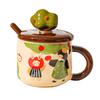 Apple Tree Girl Ceramic Vintage High Value With Lid Spoon Office Water Cup Coffee Cup Breakfast Cup