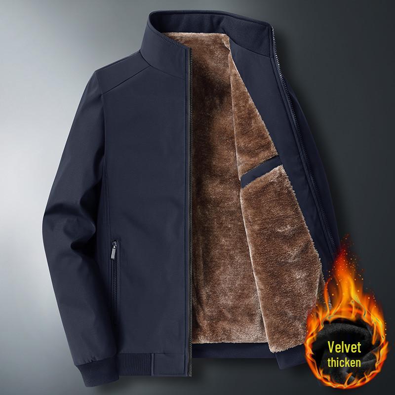 Herren Dicker Warmer Samtmantel für Herbst/Winter - Übergröße, Modische Jacke für Mittelalte/Ältere