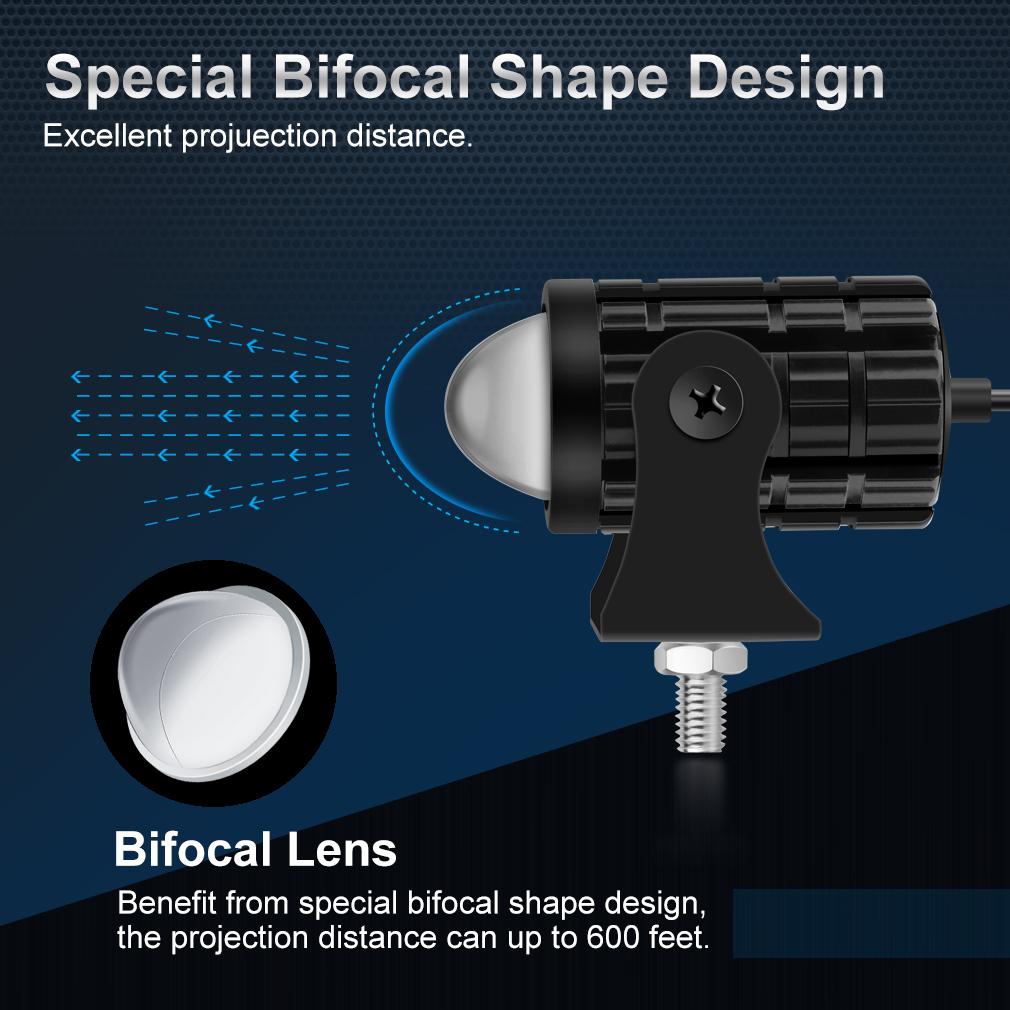 Motorcycle LED Headlight Spotlight Projector Lens Dual Color Super Bright Driving Light Auxiliary Lamp Moto Scooters Accessories