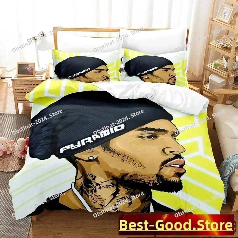 3D Print Chris Brown Bedding Set Boys Girls Twin Queen King Size Duvet Cover Pillowcase Bed Boys Adult Home Textileextile