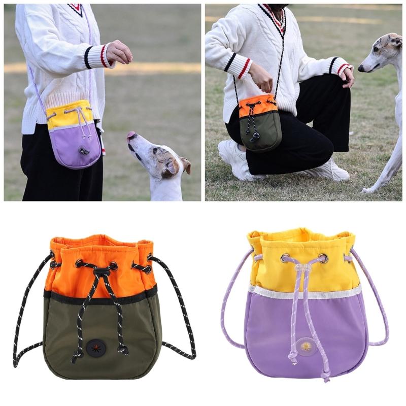 Multiuse Dog Snacks Bag for Training and Walking Drawstring Dog Training Bag with Water Resistant Liners for Outdoor