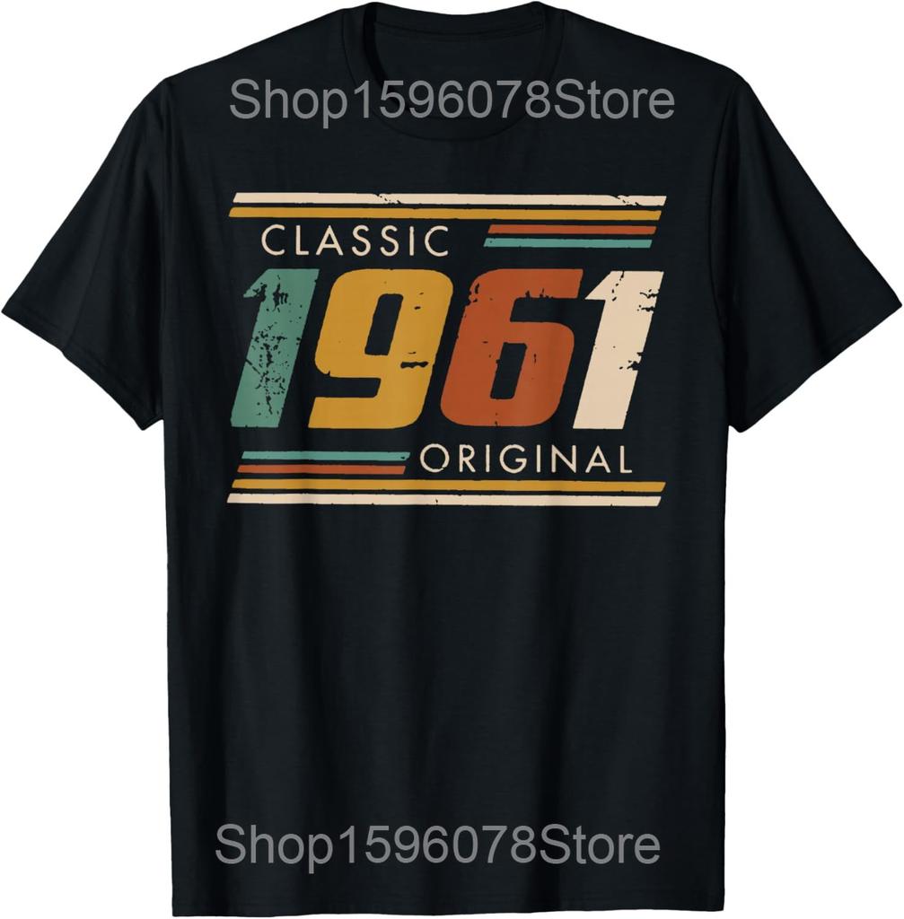 64th Birthday Tee Vintage Legends Born In 1961 64 Years Old T Shirts Men Cotton Humor Tee Short Sleeve Unisex Loose Clothing