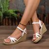 Fashion Shoes for Women 2024 Hot Sale Buckle Strap Women's Sandals Fashion Printing Dress Sandals Women New Peep Toe Wedge Sandals