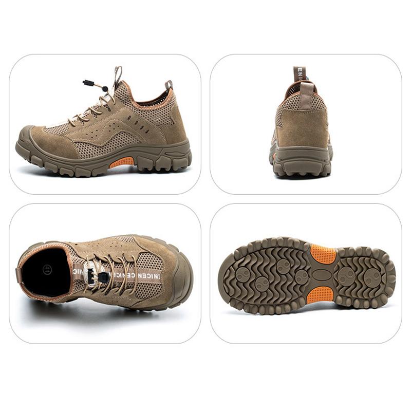 Oulylan Men's Steel Toe Safety Shoes Anti Smashing Anti Puncture Anti slip Breathable Durable Work Shoes