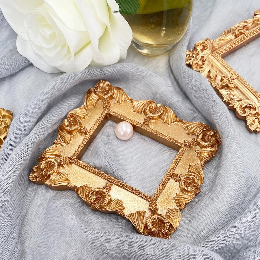 Mini Retro Guld Präglad Fotoram Julgransdekoration Tillbehör Hem Skrivbord Nagellack Smycken Fotografering Dekoration