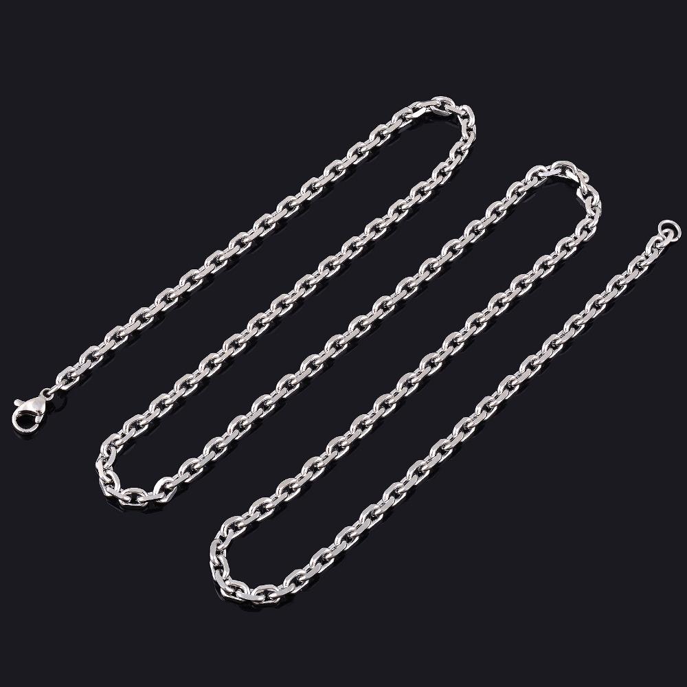 Women Men Stainless Steel Rolo Link O Chain Necklace for Charm Pendant Silver Color Jewelry Making Accessories Christmas Gift