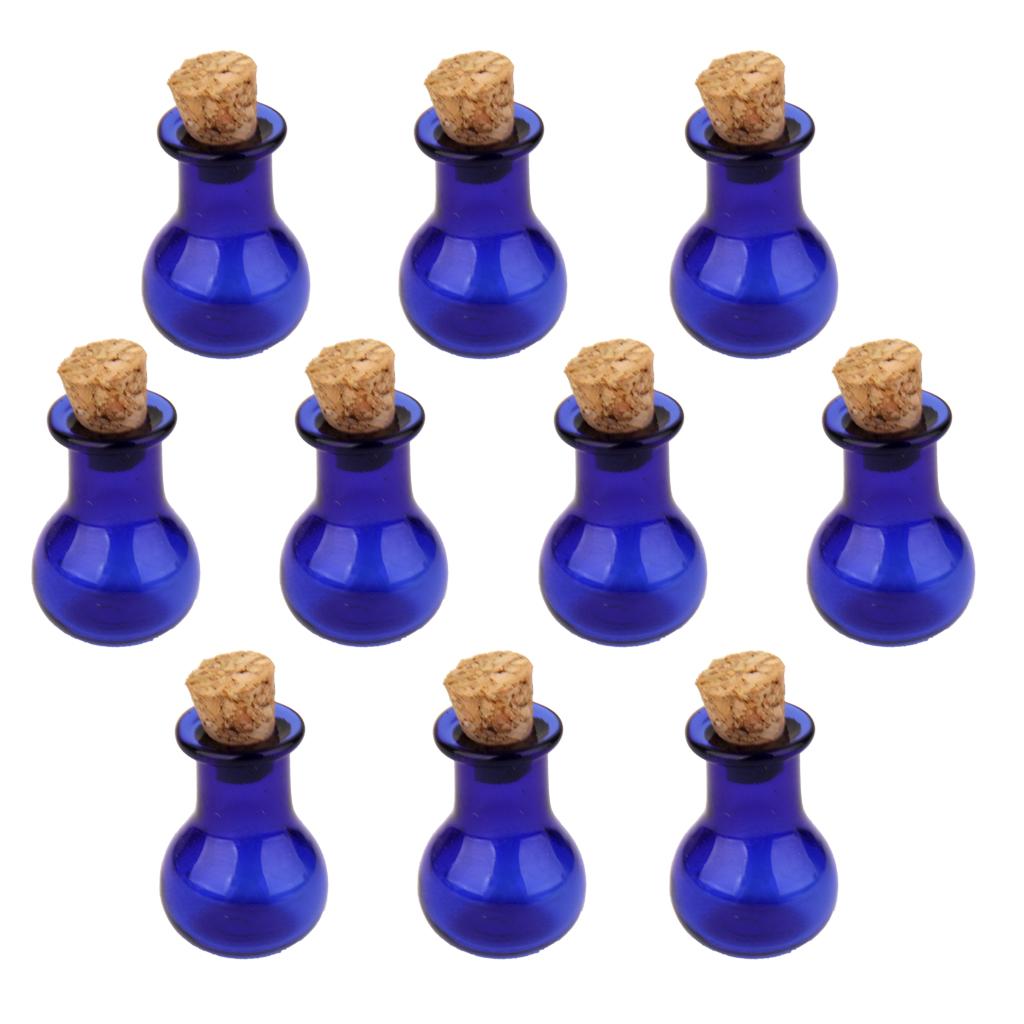 10pcs Mini Glass Bottle Jars Vials Pendant with Corks - Flat Bulb