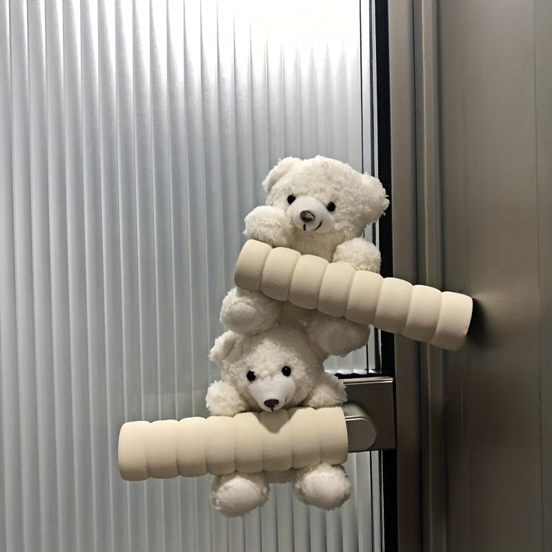 Soft Fabric Door Handle Protector, Adorable Bear Design, Anti-Collision Anti-Static Cover for Home Room Doors