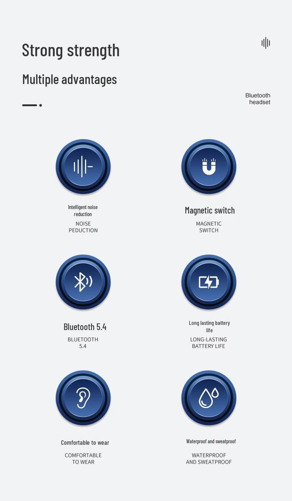 Ultra-Long Battery Dual Battery Neckband Noise Cancelling Wireless Bluetooth Sports Headphones