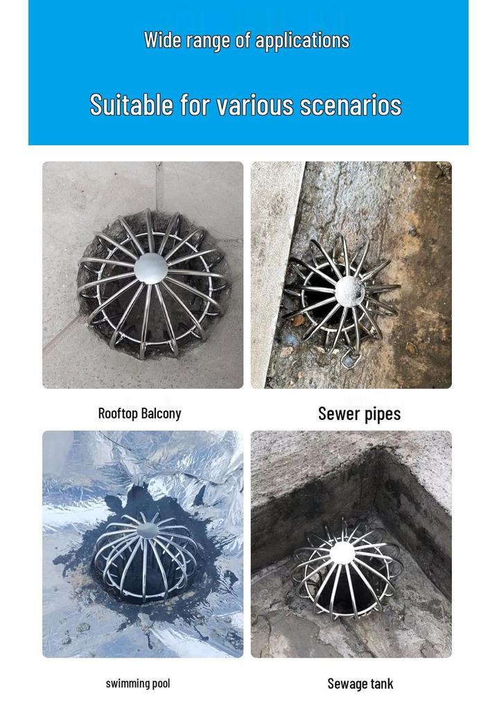 Couvercle de bonde de sol anti-colmatage en acier inoxydable pour terrasse, balcon, patio et toit-terrasse