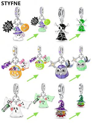 Charms Plata Cute Halloween Ghost Candy Beads Charm Copper Plated Fit Charms Original Bracelet For Jewelry Making Diy Charm