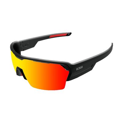 OCEAN RACE Floating Wraparound UV Coated Recycled Shiny Black Red REVO Sunglasses, Shape, Protection, Impact-Resistant Lenses, Materials, (Polarized