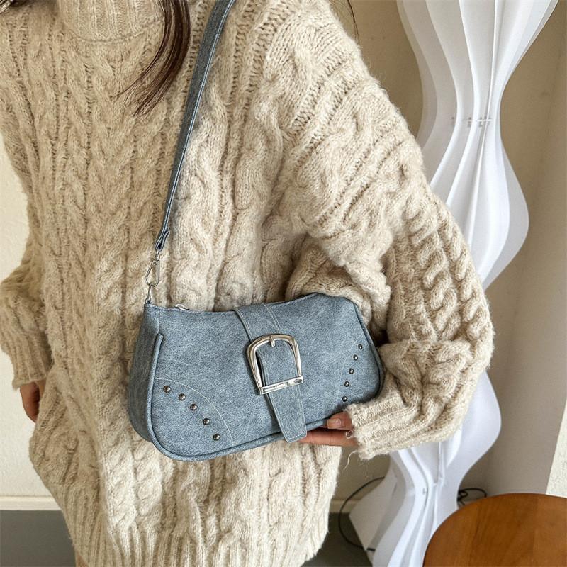 Wholesale New Fashion Rivet Stitching Shoulder Bag Women 2023 Street Trendy Pu Small Armpit Bag