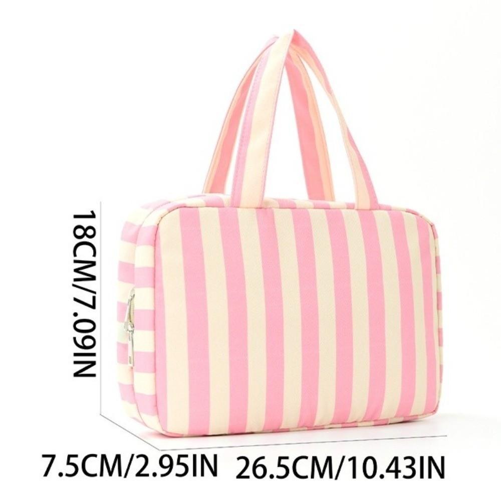 Large Capacity Travel Wash Handbag Striped Make Up Bag Travel Storage Bag  Space Saving