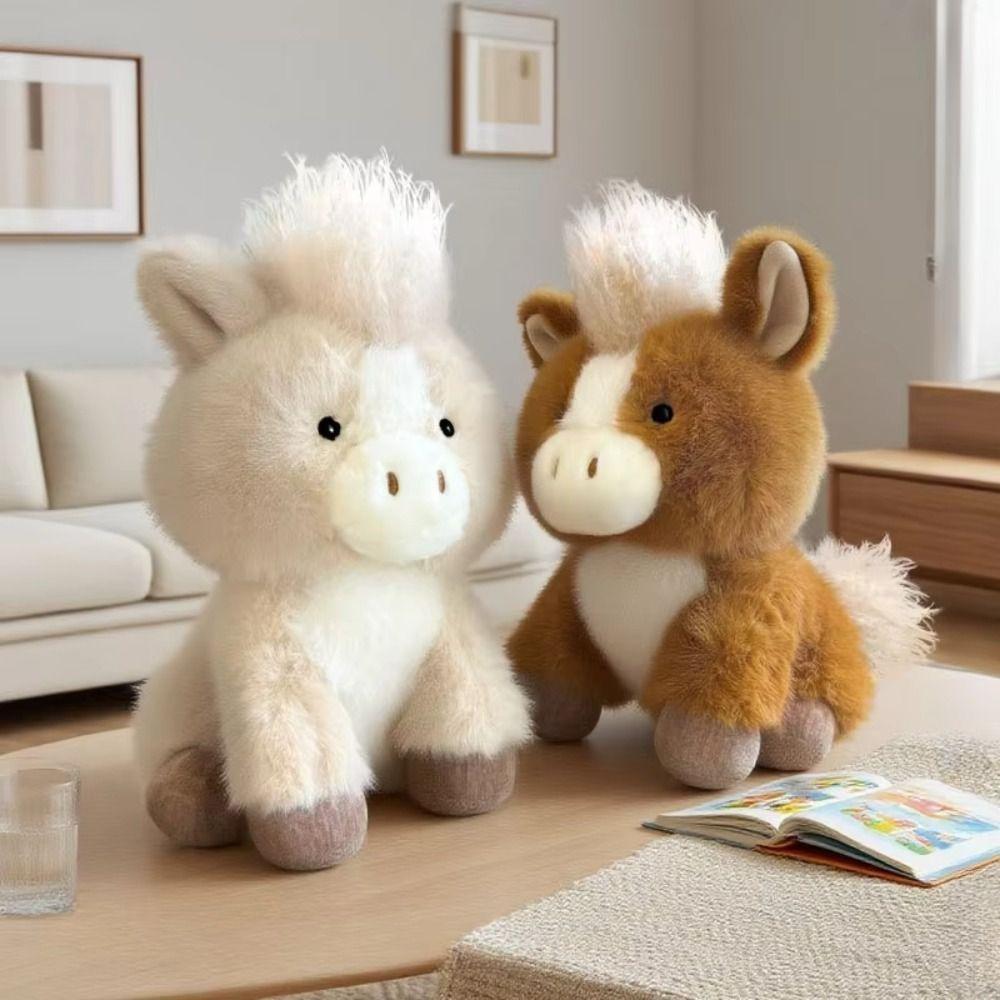 Fluffy Simulation Stuffered Pony Doll PP Cotton Long Hair Horse Stuffed Doll Birthday Parties