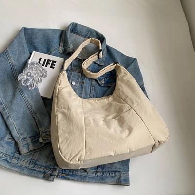 Trendy Women's Soft Cloth Shoulder Bag Solid Color Student 2026 Spring Casual Style Big Handbags Crossbody Bags