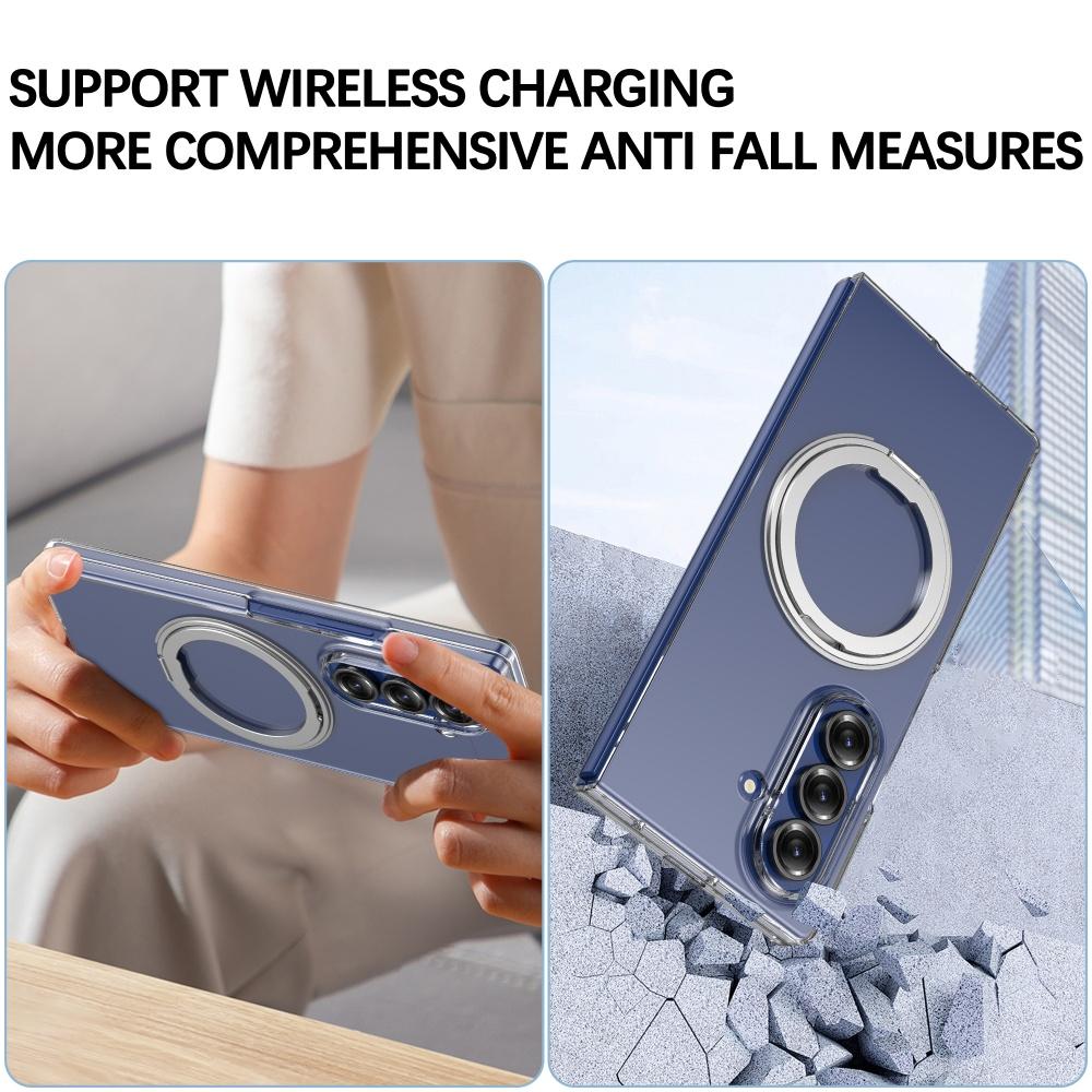 For Samsung Z Fold 7 Luxury 360 Bracket Slim Clear For Magsafe Wireless Charging Phone Case For Samsung Z Fold 6 Anti Drop Cover