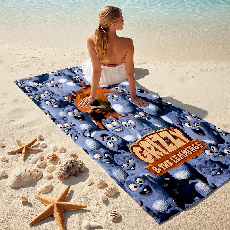 1Pc Bear Friends Adventure Beach Towel Microfiber Beach Towel Thin Absorbent For Beach Swimming Yoga Bath Sports 0917190