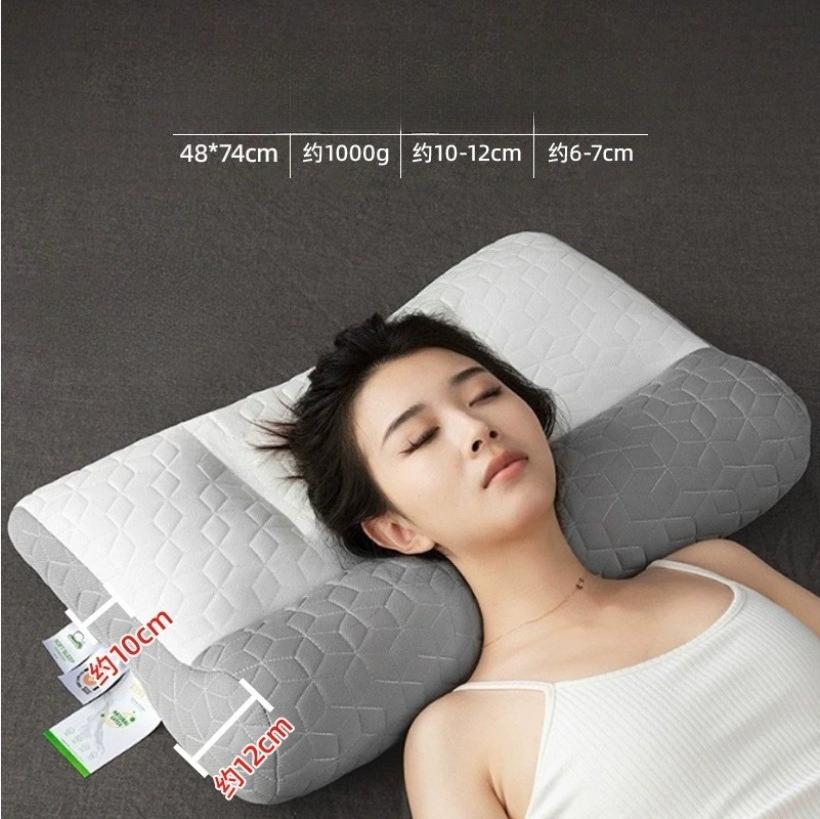 Zoned Sleep-Assisting Pillow, Cervical Reverse Traction Pillow, Soy Fiber Neck Support Pillow Core, Knitted Household Pillow for Student Dormitory