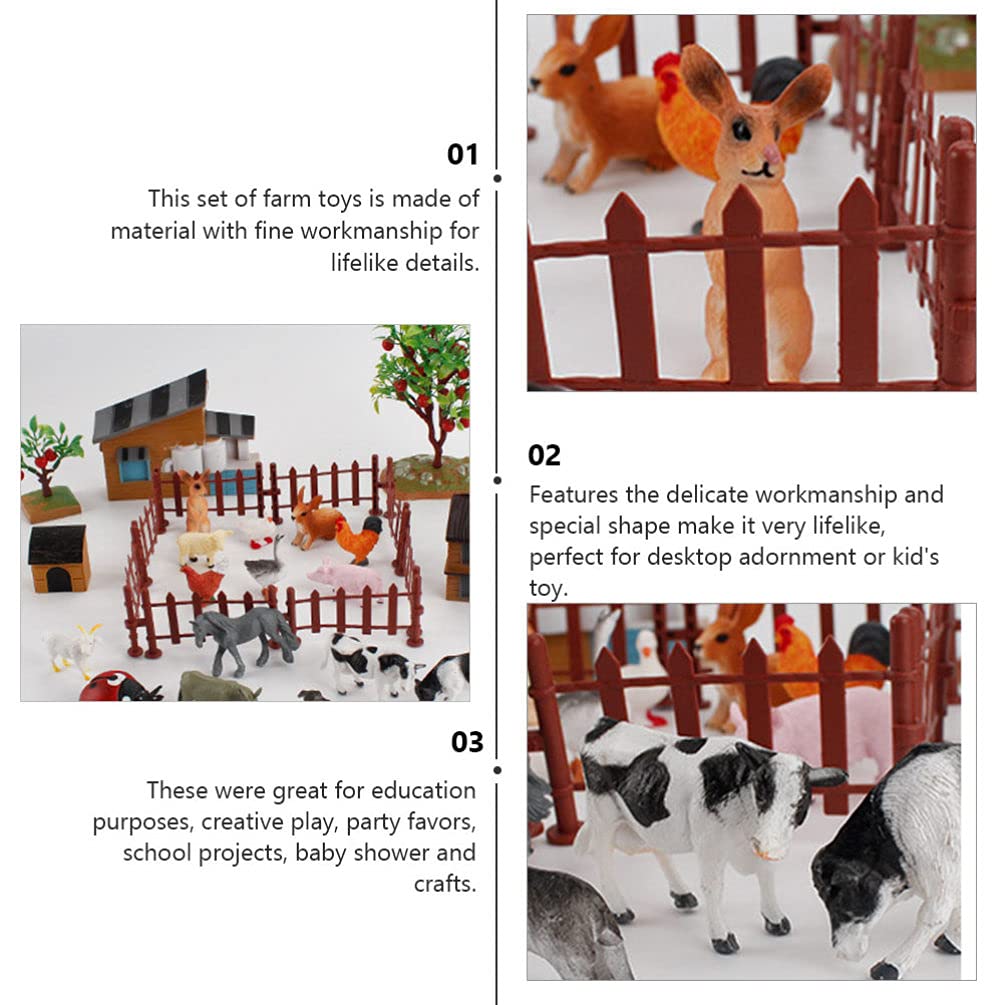 PRETYZOOM 28-Pcs Mini Farm Animal Set, Farm Figures, Miniature Farm Model, Educational Toy for Home or School