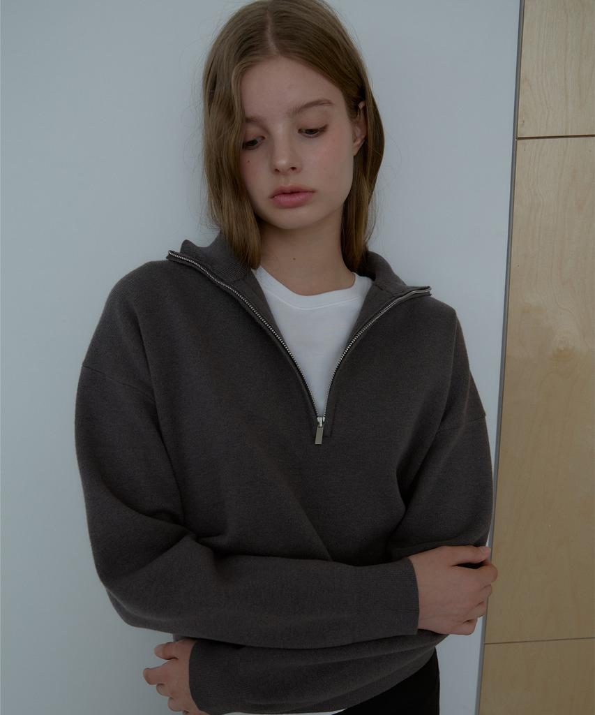 SIKOMA Cmk07 Deep Gray Half Zip Knit