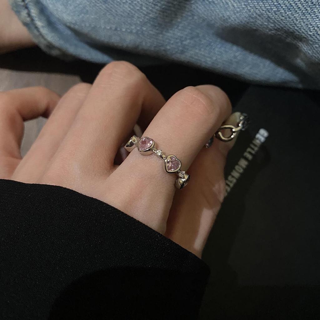 2023 Pink Diamond Heart Ring for Women - Unique Design, Trendy Fashion Statement, Stylish Index Finger Accessory