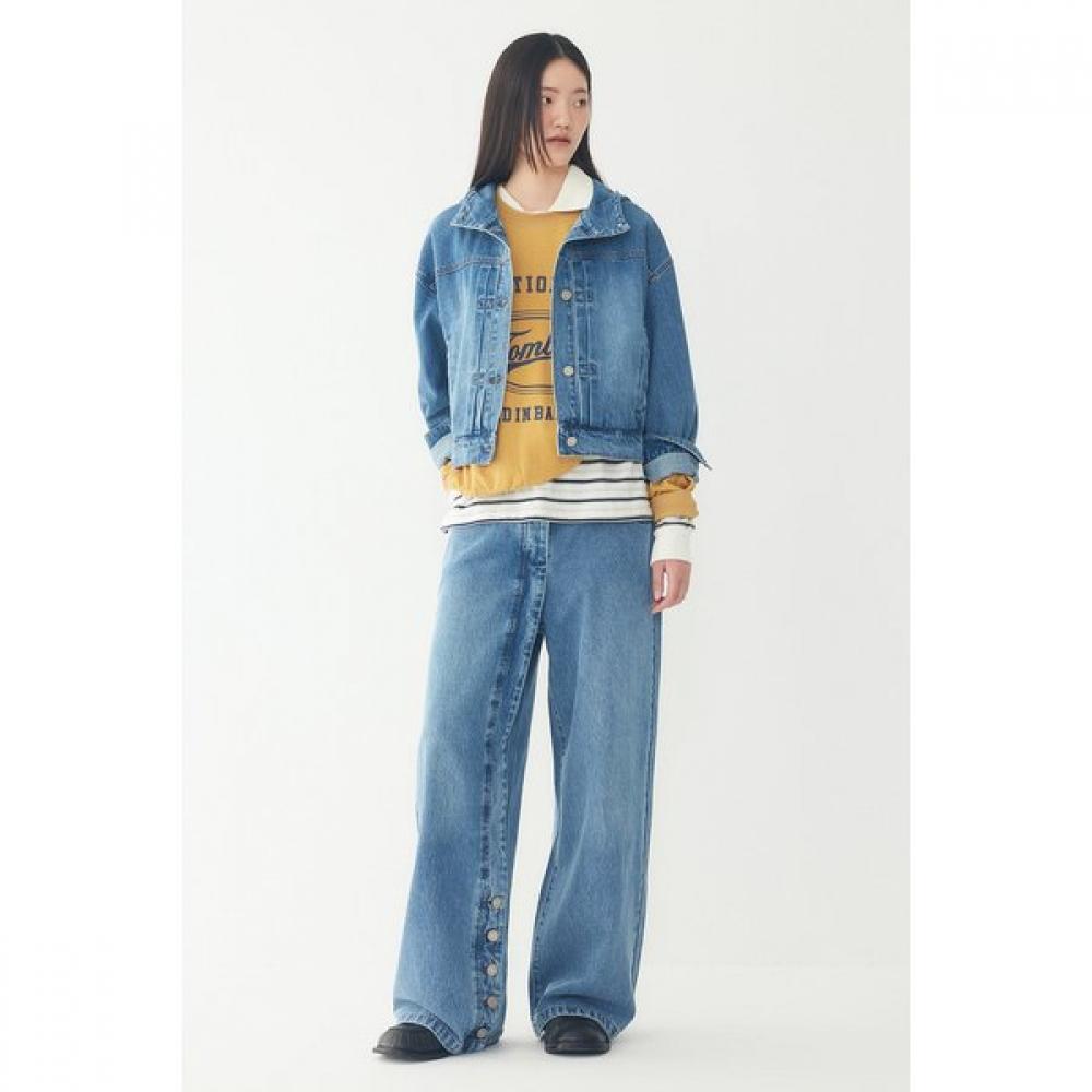 STUDIO TOMBOY Button Detail Denim Hoodie Jumper 9106313001