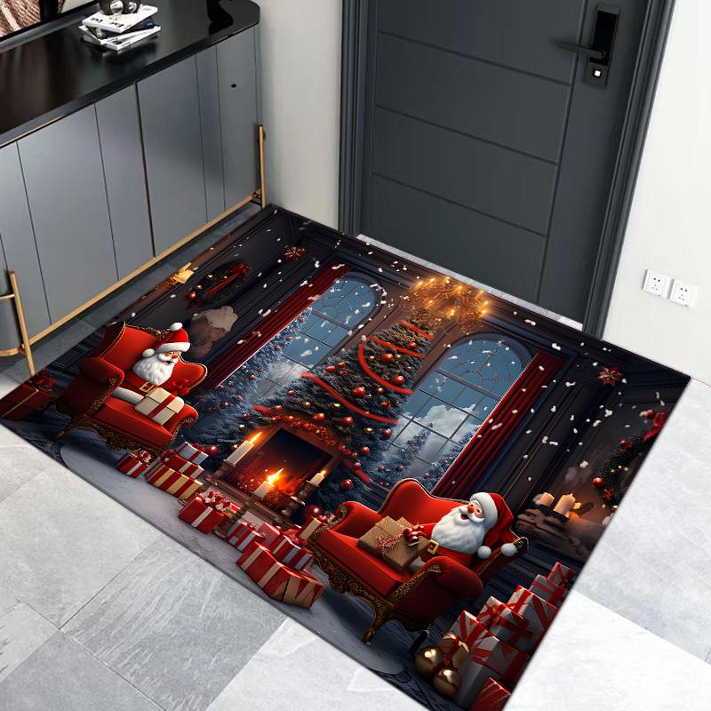 Cross-border Christmas Cartoon Entrance Mat for Hallway or Living Room Decor
