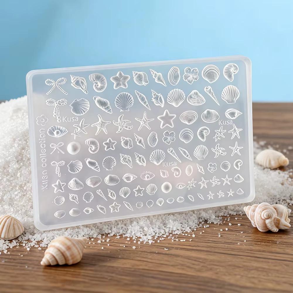 Baroque Pearls Sea Shell Pattern Nail Silicone Mold Reusable Nail Art Mold  For Beginner