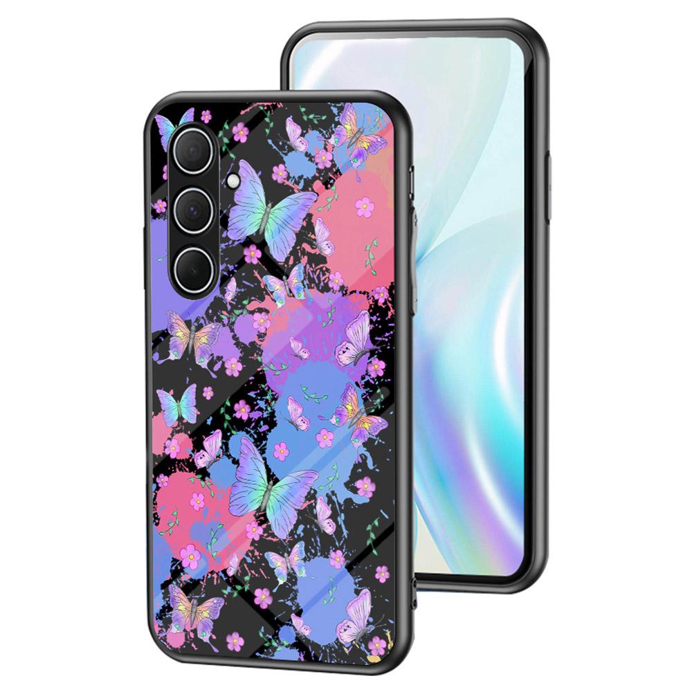 

For Samsung Galaxy A36 5G Case Butterfly Pattern TPU+Tempered Glass Protective Phone Cover Brilliant Butterfly