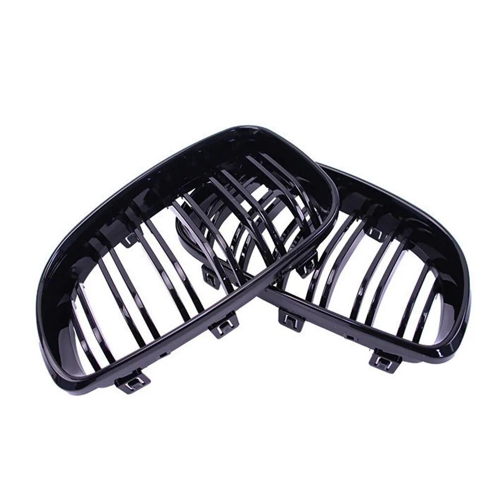 Bil glanset svart grill foran nyregitter for BMW E81 E87 E82 E88 128I 130I 135I Utvalgte 07-11 doble lameller dobbel linje griller